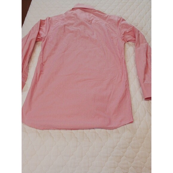 Men's Tattersall London Red Button Down Long Sleeve Shirt Size 15 (32/33) - Picture 4 of 14